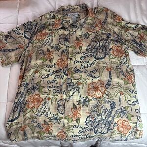 Margaritaville Beige Floral Print Shirt